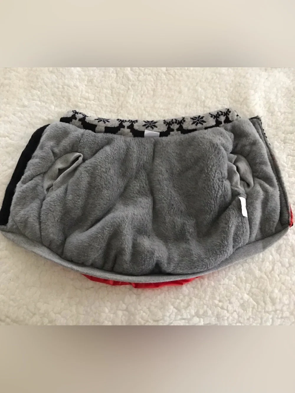 Red and Gray Nordic Print Puffer Dog Jacket